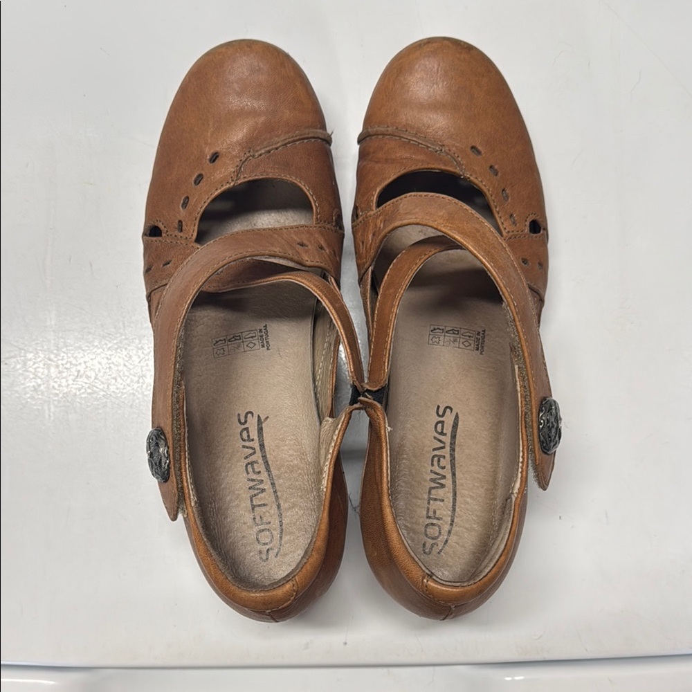 SoftWalk Tan Mary Jane Flats